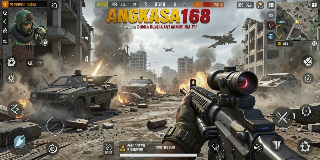 Tampilan gameplay intens ANGKASA168 dengan pertempuran luar angkasa.