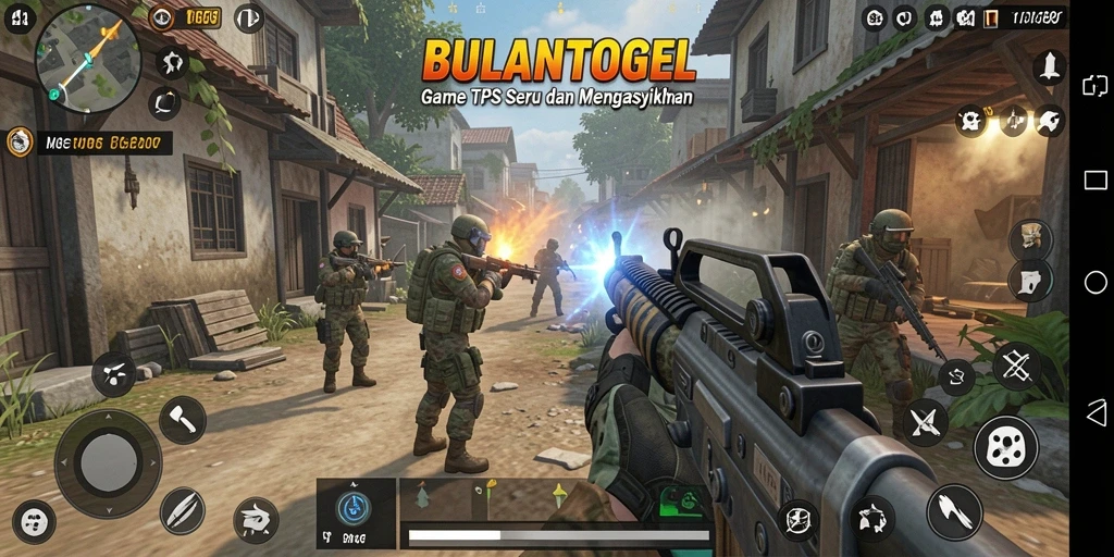 Tampilan utama game BULANTOGEL dengan aksi seru di TPS.