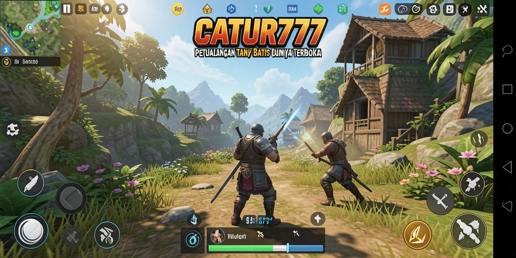 Tangkapan layar gameplay <strong>CATUR777</strong> menunjukkan petualangan seru di dunia terbuka.