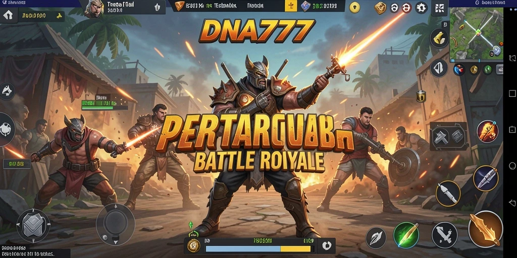 Tampilan gameplay mendebarkan dalam pertempuran Battle Royale.