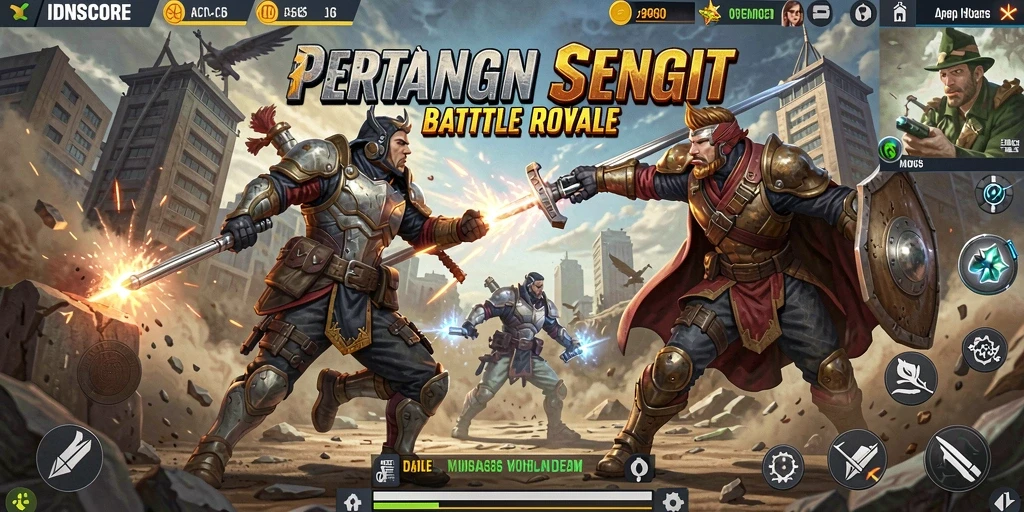 Gameplay menegangkan dalam Battle Royale sekitar pemain bertempur.