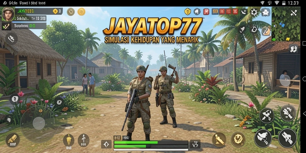 Screenshot gameplay JAYATOP77 menampilkan interaksi karakter yang seru.