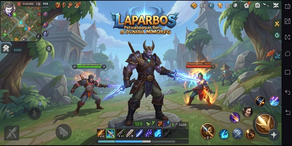 Tangkapan layar gameplay LAPARBOS yang menampilkan pertarungan epik di dunia MMORPG.