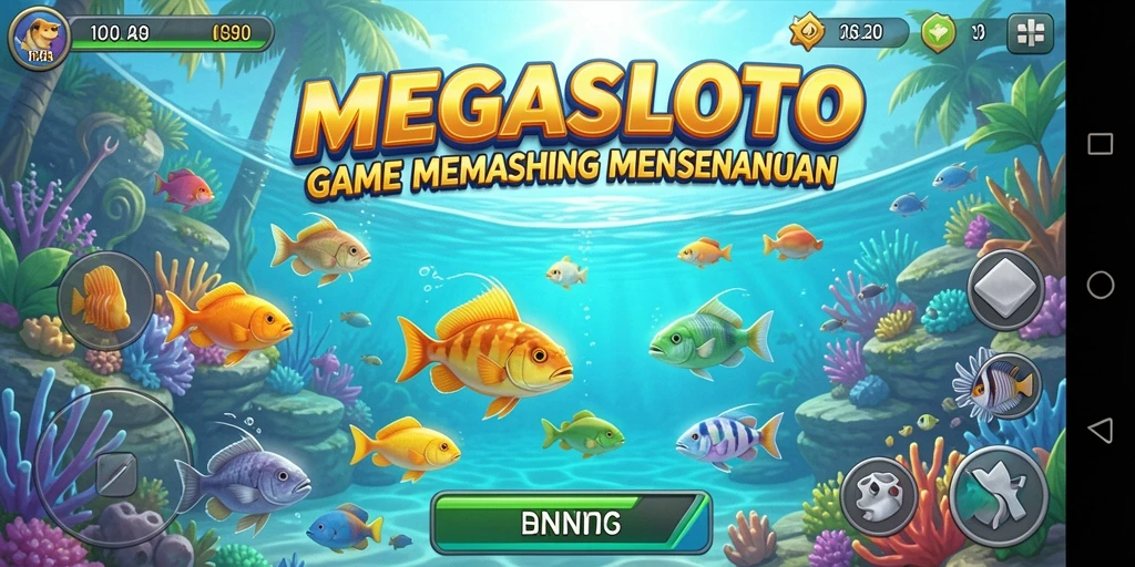Screenshot gameplay MEGASLOTO yang menunjukkan serunya memancing.
