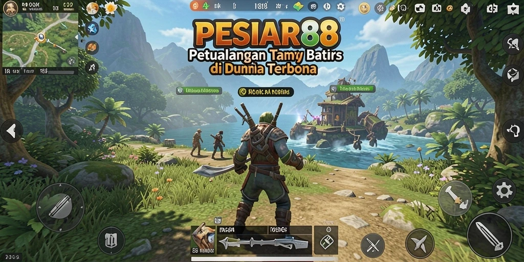 Screenshot utama PESIAR88 menunjukkan aksi gameplay di dunia terbuka.
