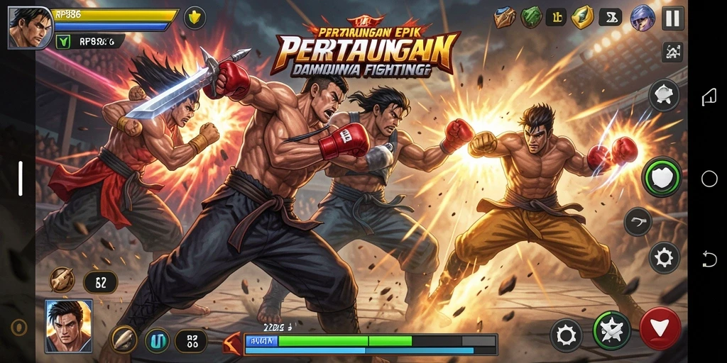 Tangkapan layar gameplay menarik dari RP886 yang menunjukkan aksi pertarungan.